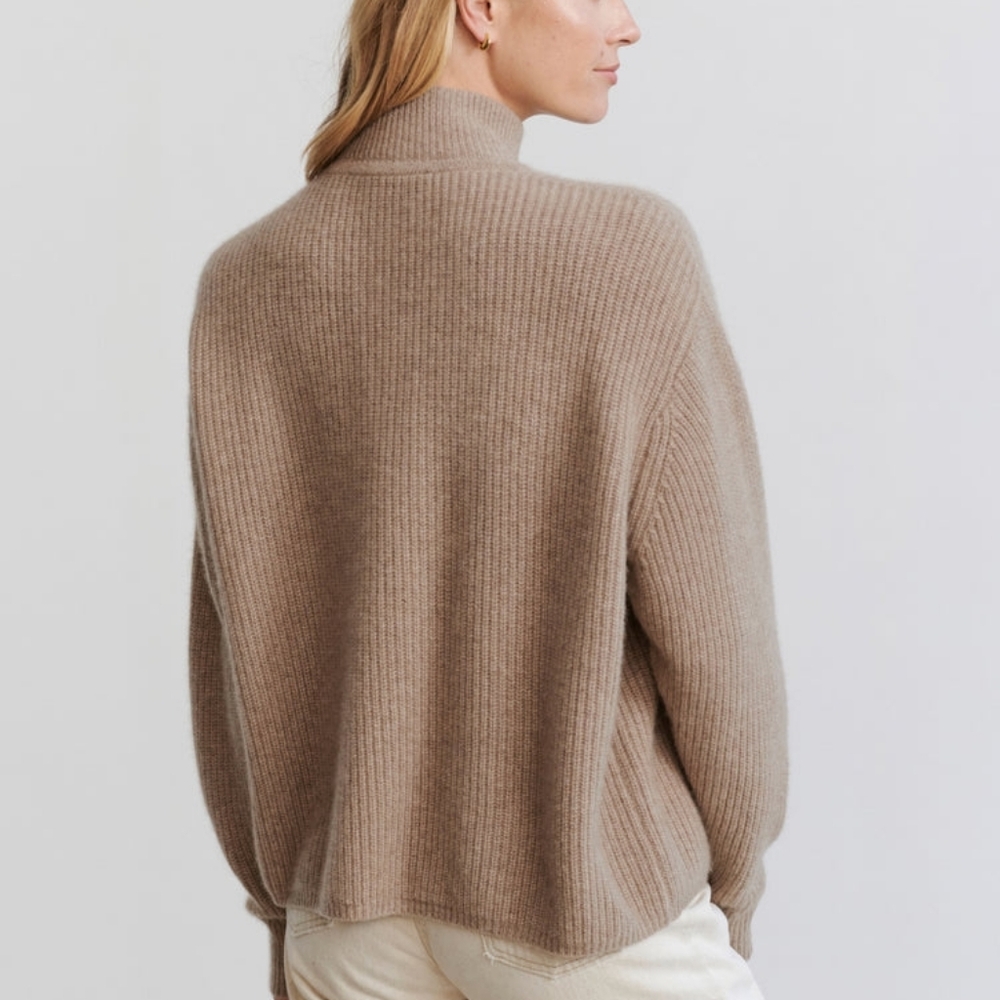 Jenni Kayne Boxy Half Zip Cashmere Sweater XS Undyed Stone $495 - Picture 2 of 9